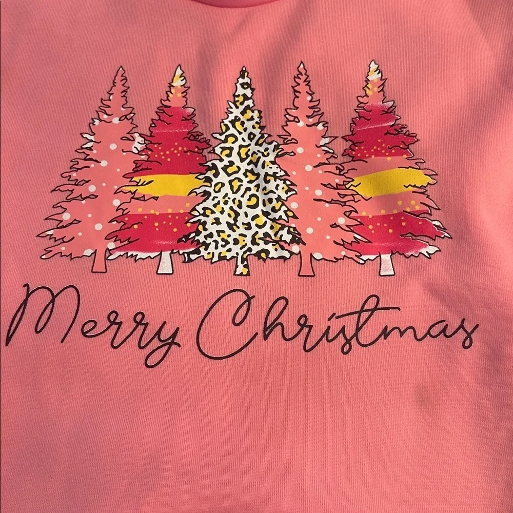 Pink Merry Christmas Sweatshirt One Size